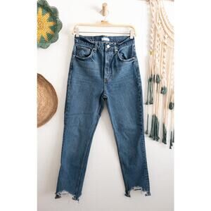 Anine Bing Sonya Straight Leg Raw Hem Jeans Size 26